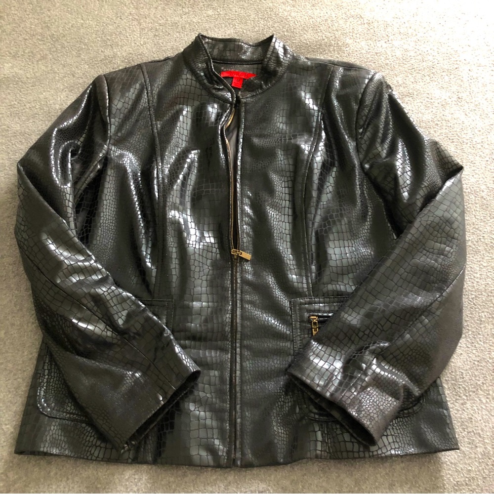Joni B Black Croc Embossed Women's Jacket